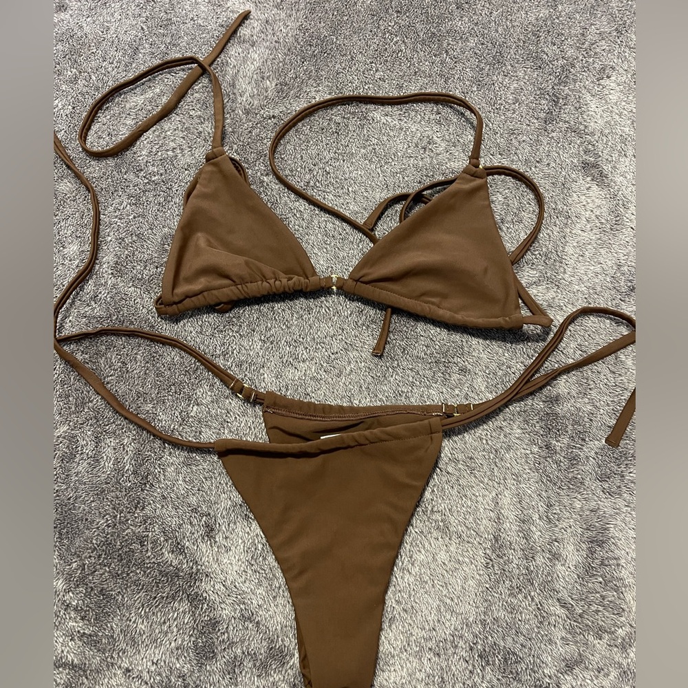 Brown Triangle Bikini Set